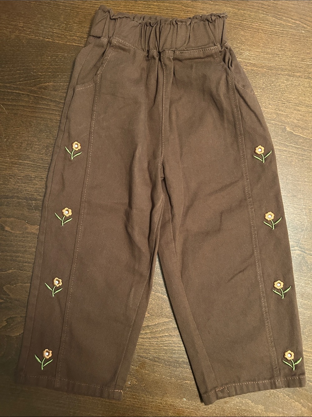 Floral Embroidered Pull-On Pants